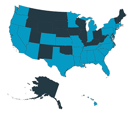 US Map depicting states where we do business